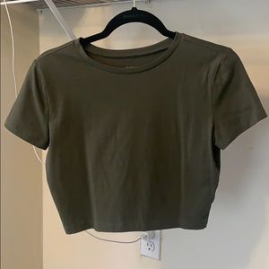 Army Green Cropped T-Shirt